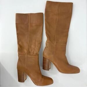 SILENT D WYNONAY Butter Soft Brown Leather Women's Knee-High Boots Block Heels